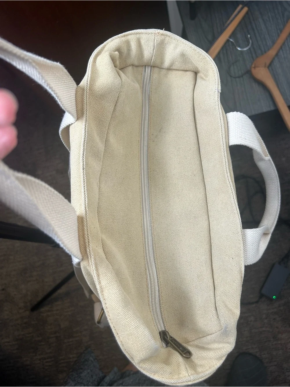 Birdling Tan Cream Laptop Backpack Tote Canvas 15” x 13” Pinstripe Interior - Picture 2 of 8